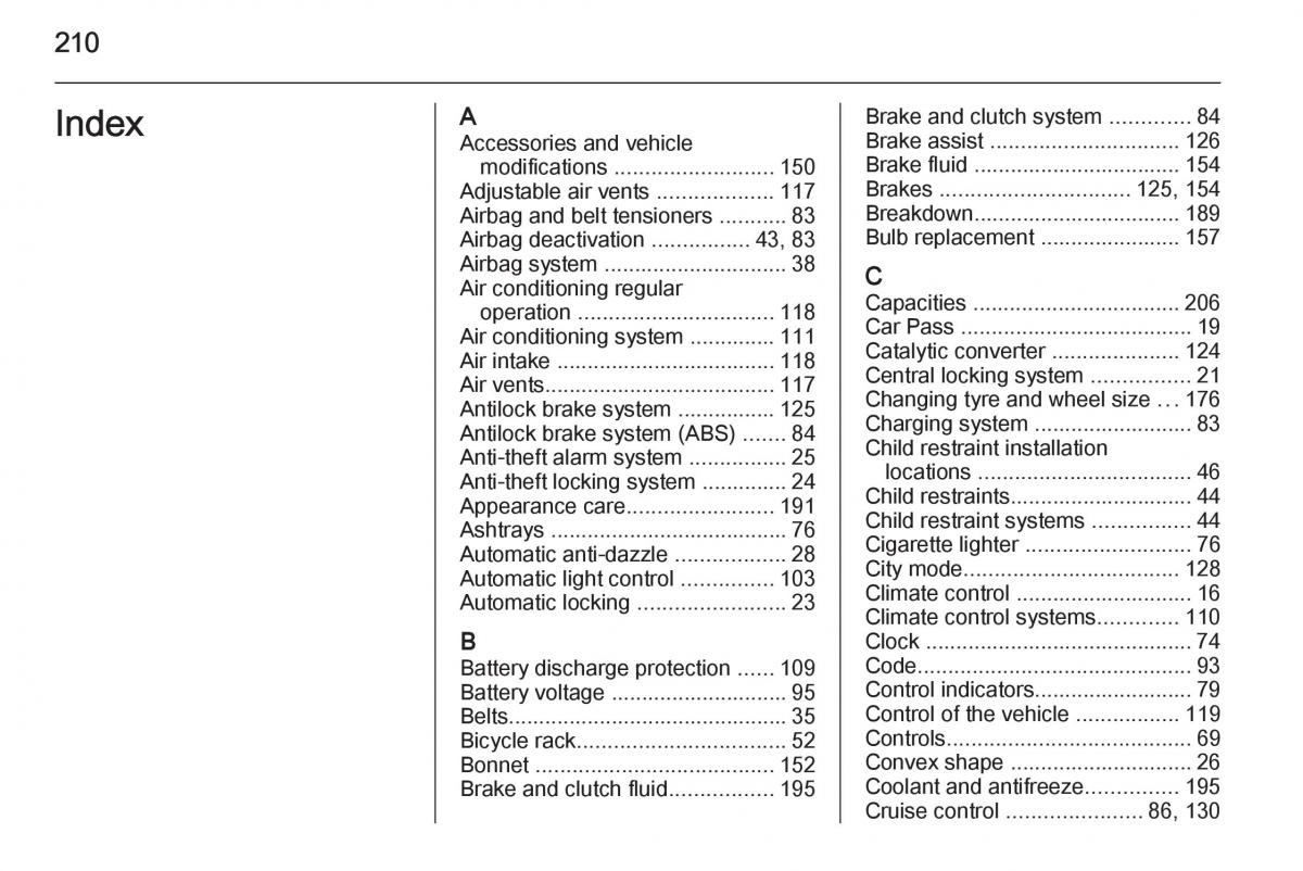 Opel Adam owners manual / page 212