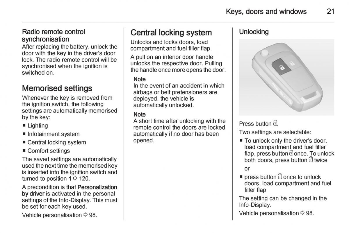 Opel Adam owners manual / page 23