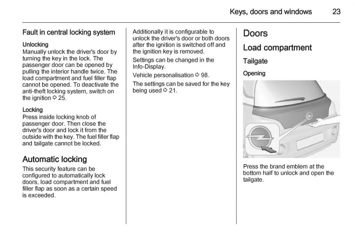 Opel Adam owners manual / page 25