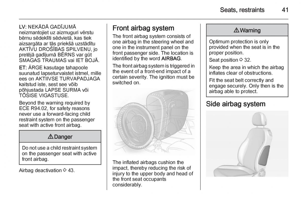 Opel Adam owners manual / page 43