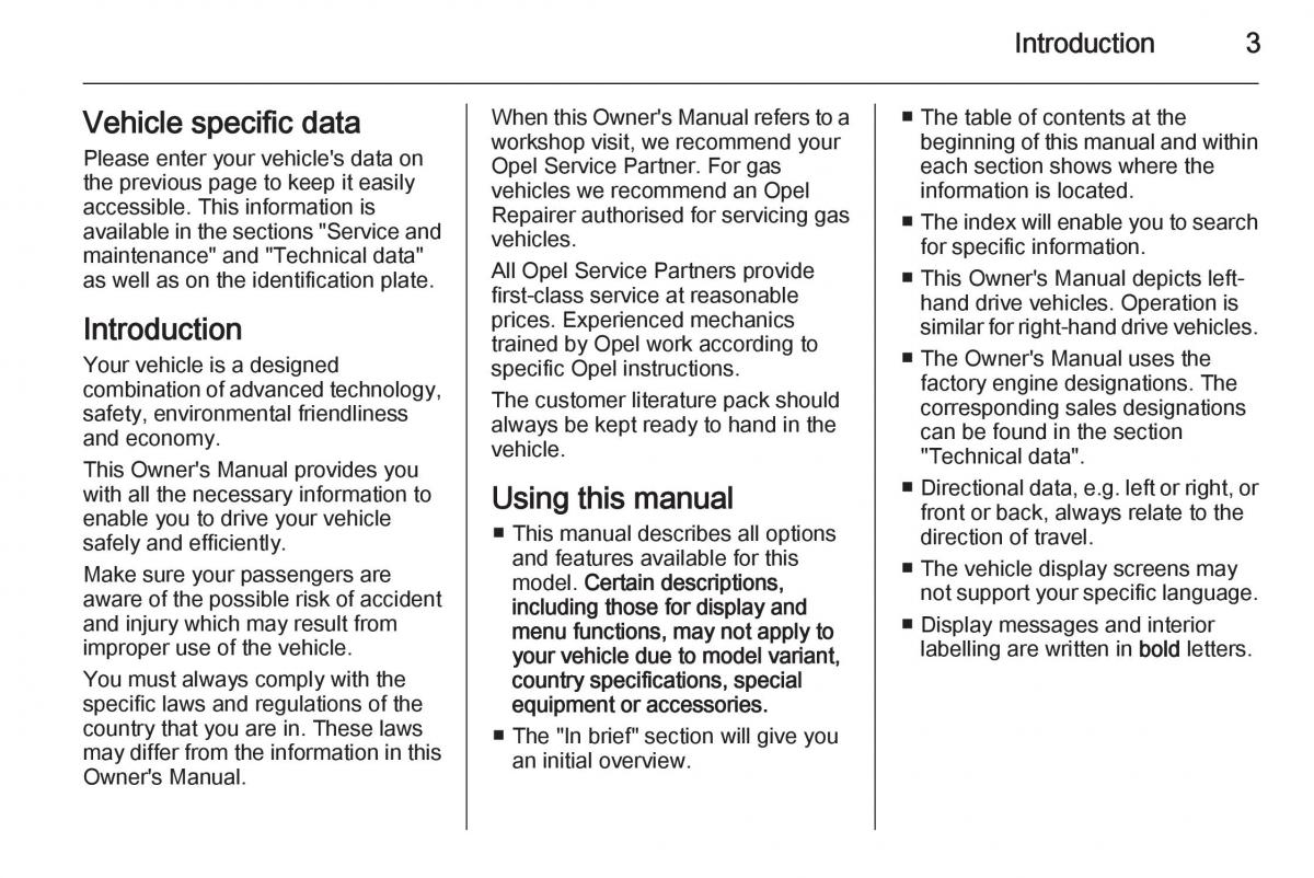 Opel Adam owners manual / page 5