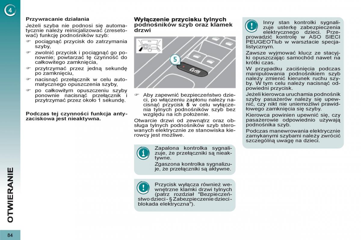 Peugeot 5008 instrukcja obslugi / page 86