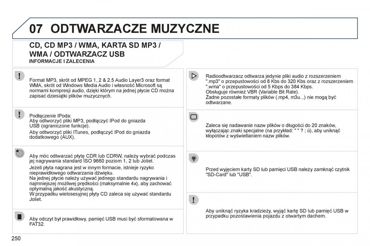 Peugeot 5008 instrukcja obslugi / page 252