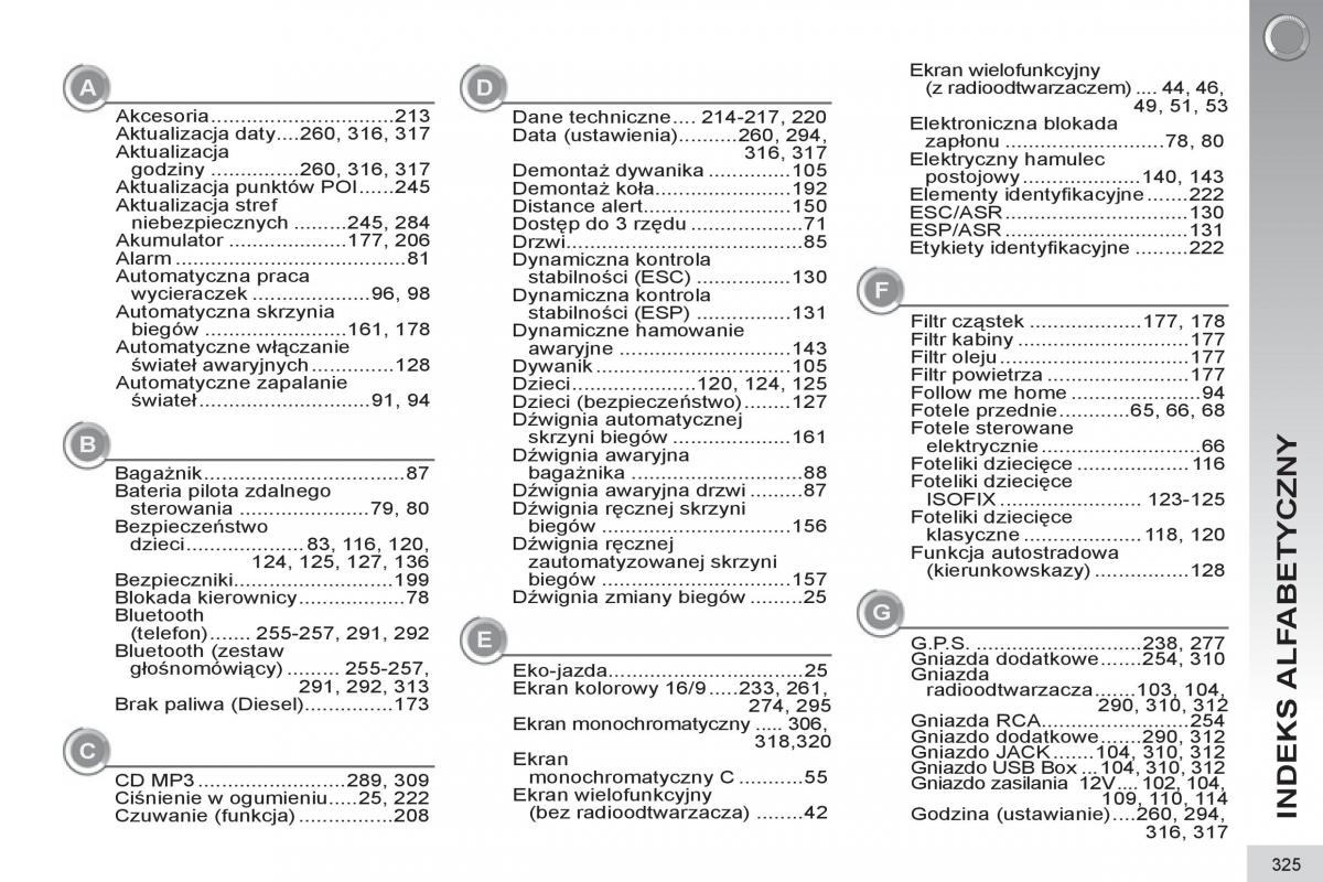 manual Peugeot 5008 Peugeot 5008 instrukcja / page 327