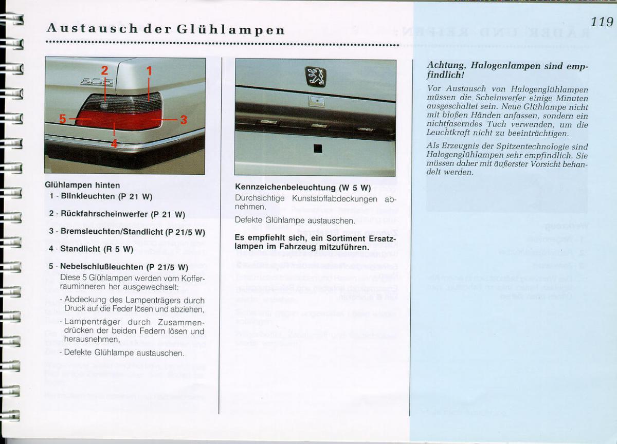 Peugeot 605 instrukcja obslugi / page 121