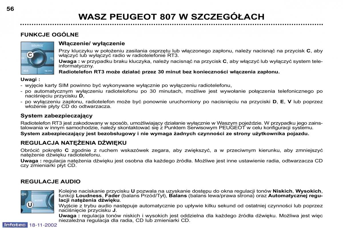 Peugeot 807 instrukcja obslugi / page 56