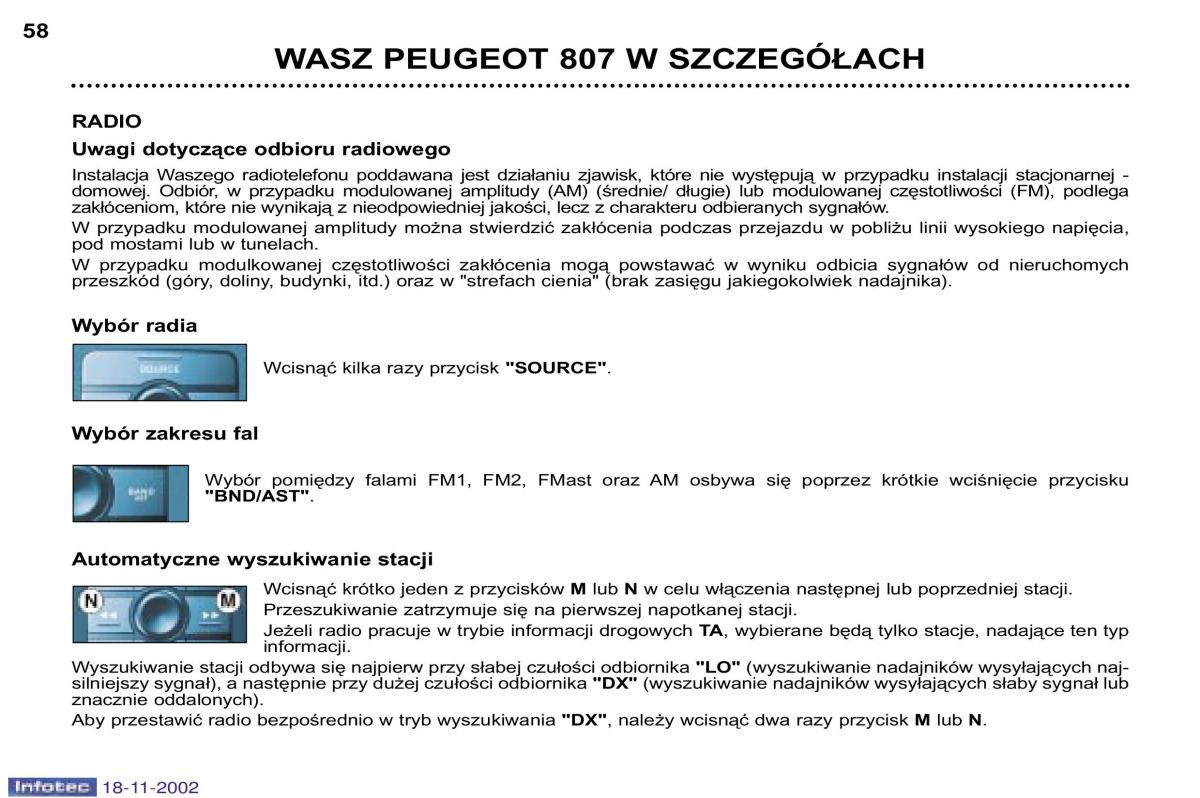 Peugeot 807 instrukcja obslugi / page 58