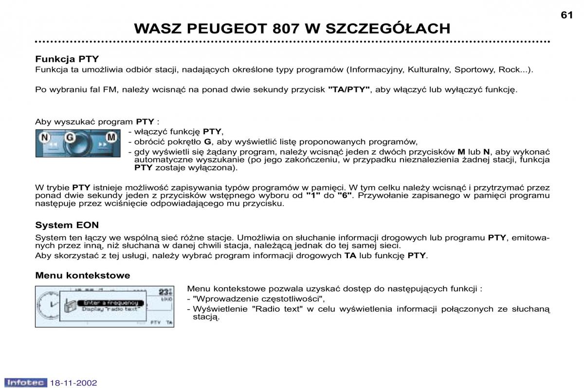 Peugeot 807 instrukcja obslugi / page 61