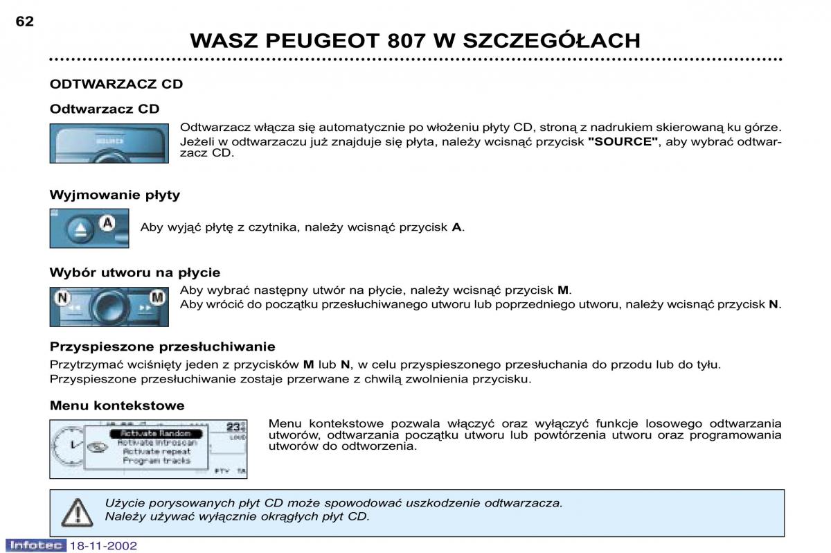 Peugeot 807 instrukcja obslugi / page 62