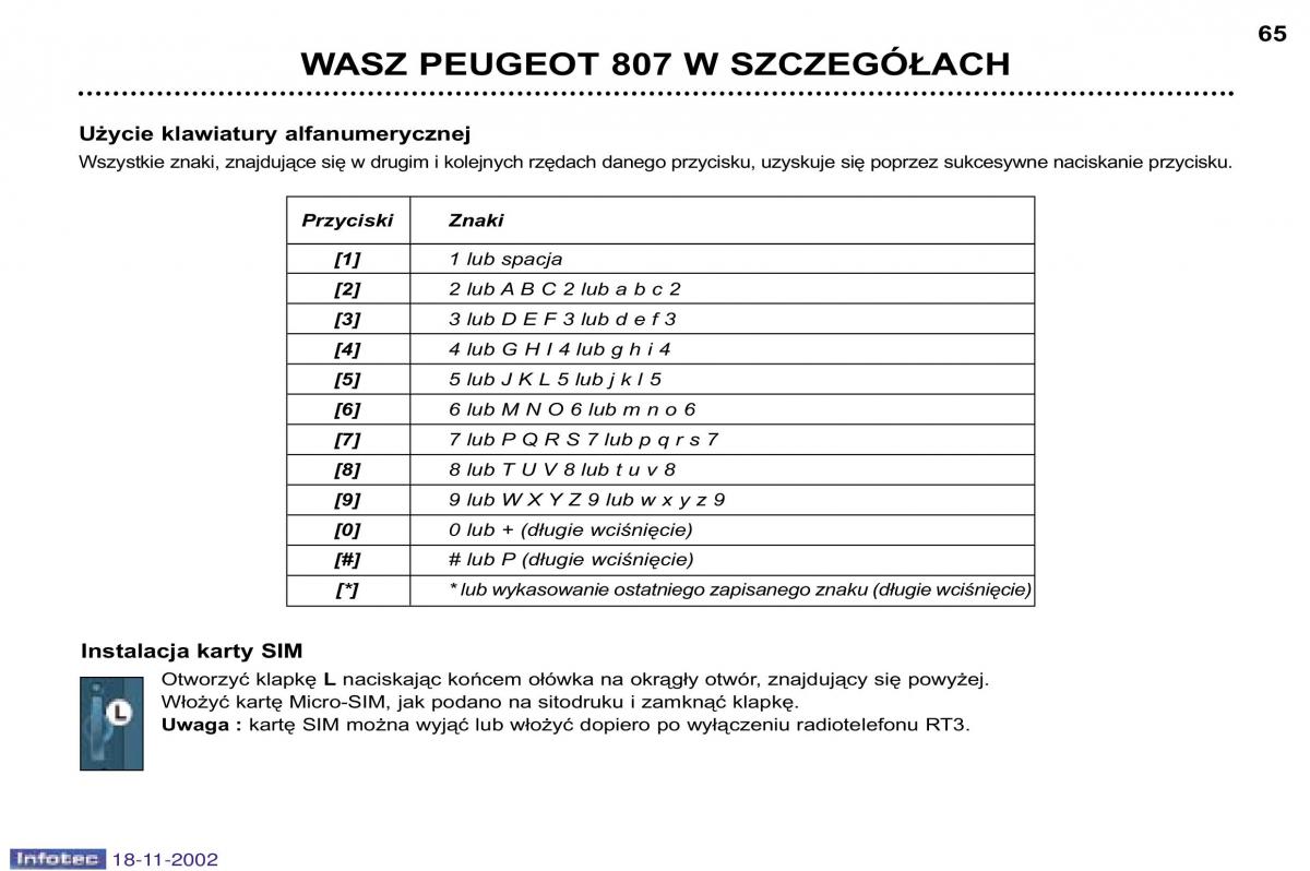 Peugeot 807 instrukcja obslugi / page 65