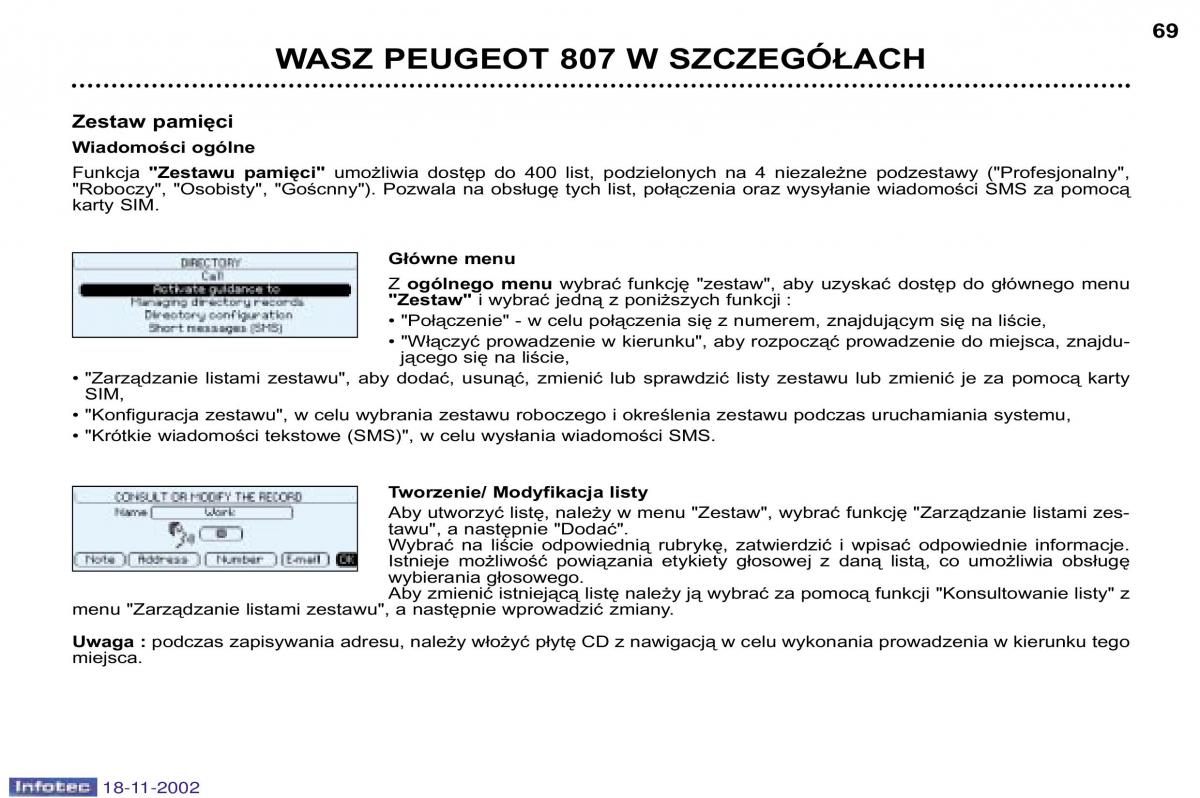 Peugeot 807 instrukcja obslugi / page 69