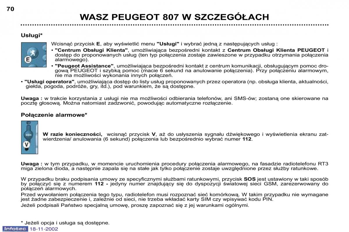 Peugeot 807 instrukcja obslugi / page 70