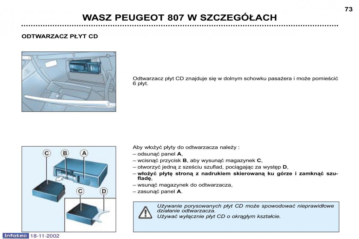 Peugeot 807 instrukcja obslugi / page 73