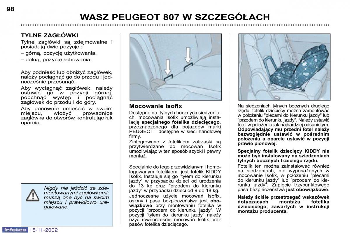  Peugeot 807 Peugeot 807 instrukcja obslugi / page 98