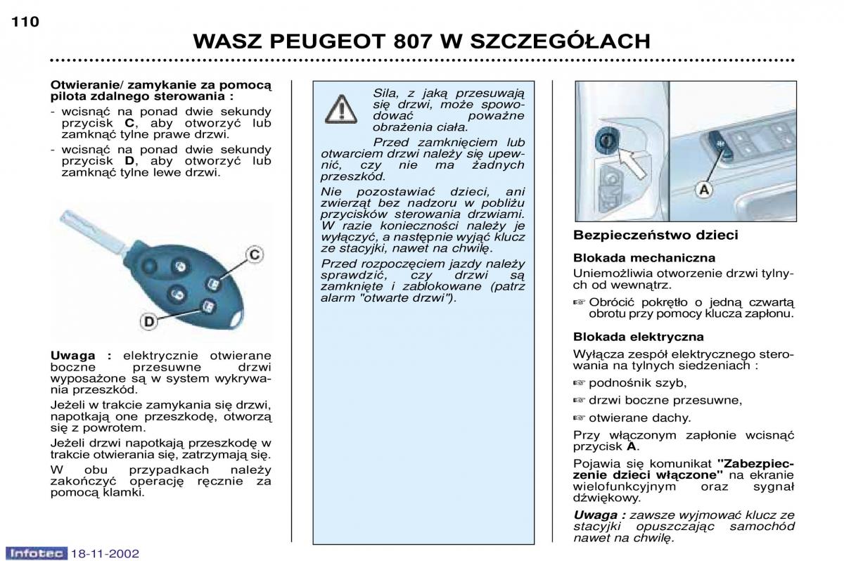 Peugeot 807 instrukcja obslugi / page 112