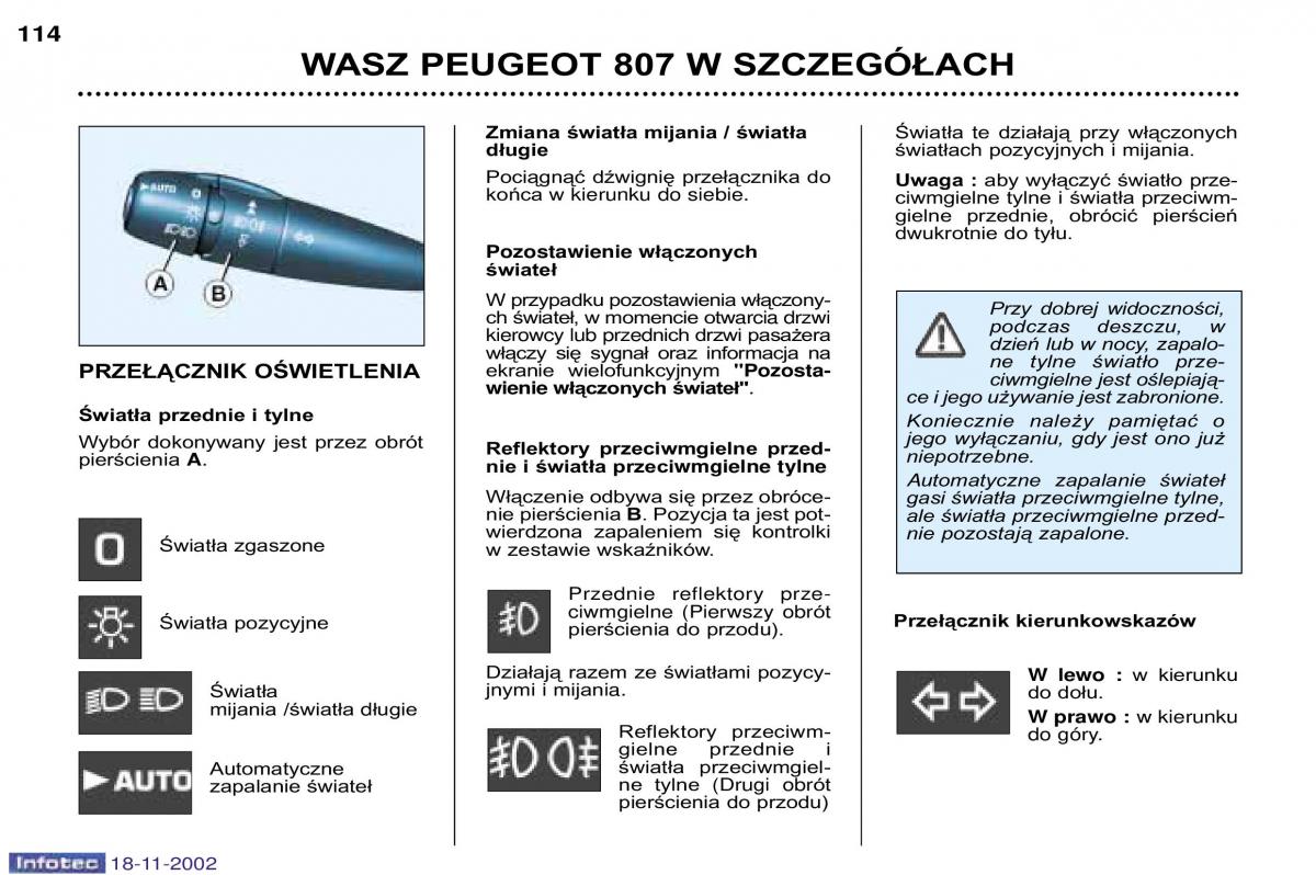 Peugeot 807 instrukcja obslugi / page 115