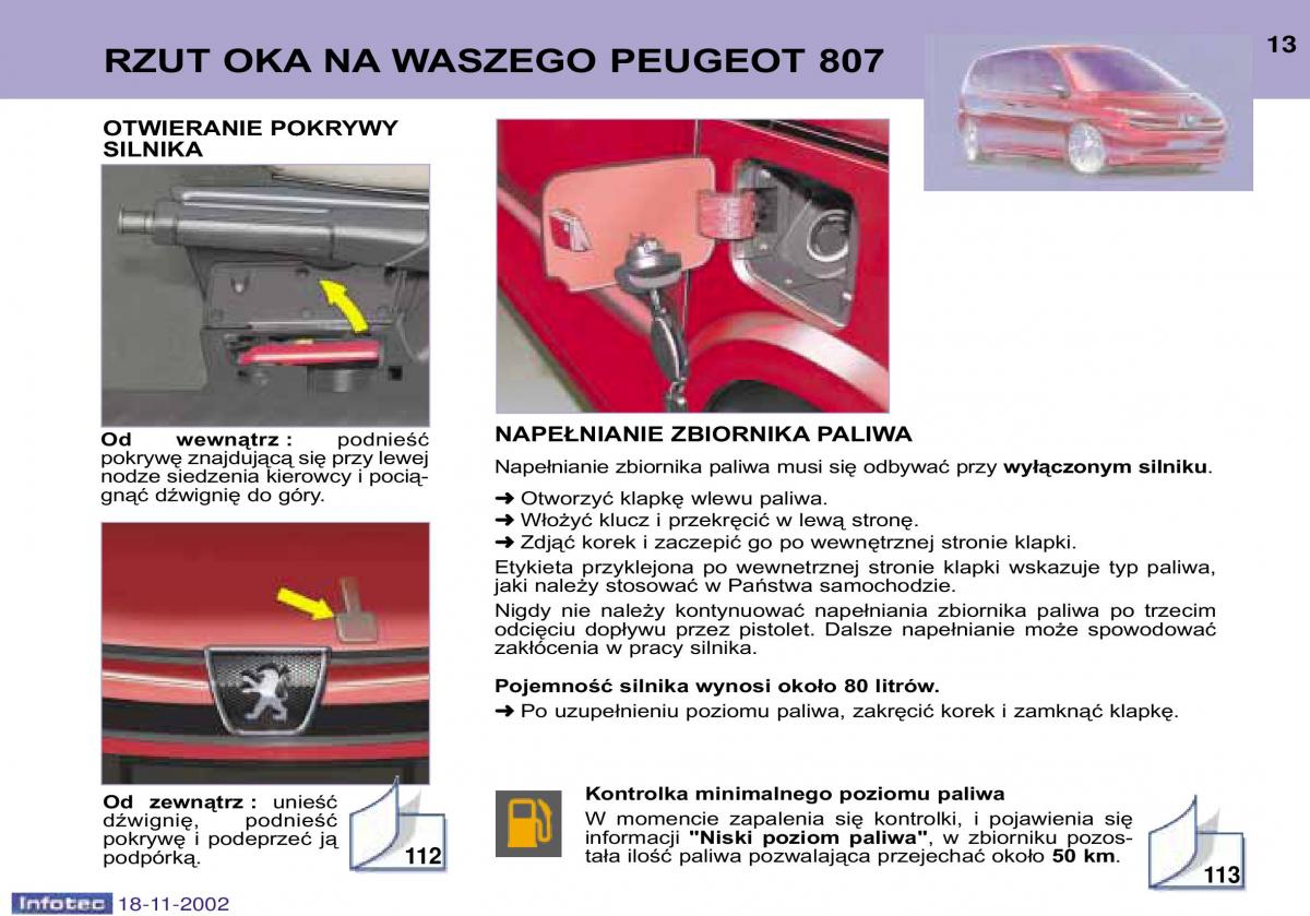 Peugeot 807 instrukcja obslugi / page 13