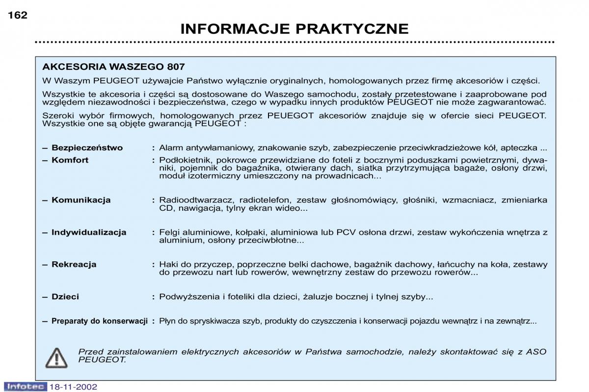 Peugeot 807 instrukcja obslugi / page 166