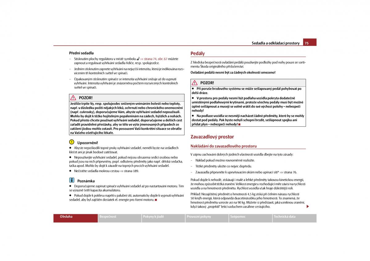 Skoda Yeti navod k obsludze / page 76