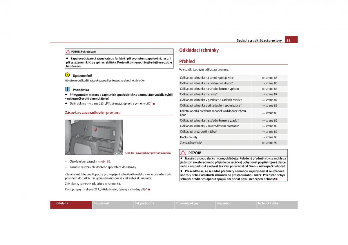 Skoda Yeti navod k obsludze / page 86