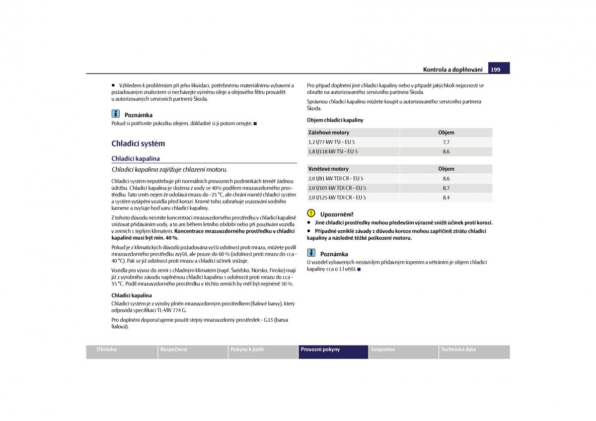 Skoda Yeti navod k obsludze / page 200