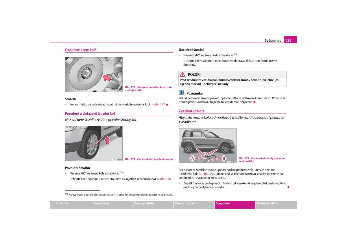 Skoda Yeti navod k obsludze / page 220