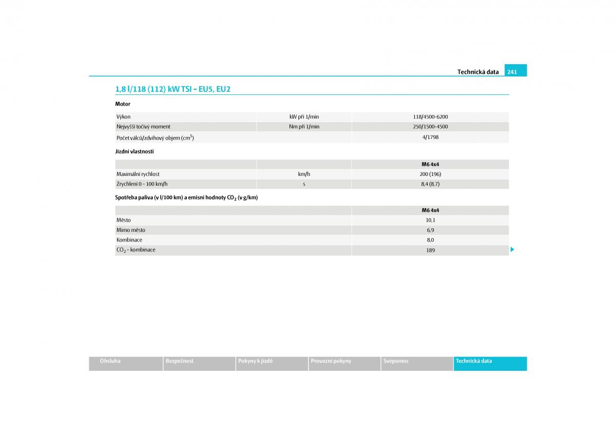 Skoda Yeti navod k obsludze / page 242