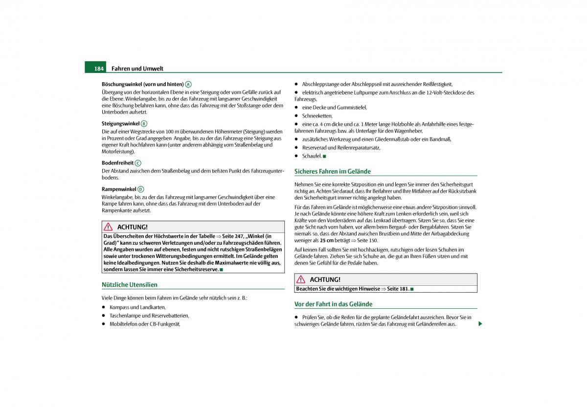 Skoda Yeti Handbuch / page 185