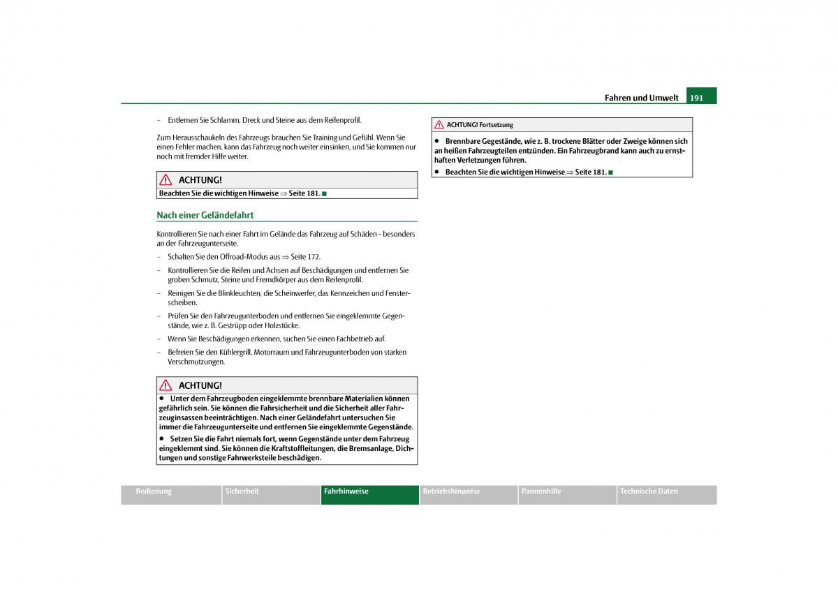 Skoda Yeti Handbuch / page 192