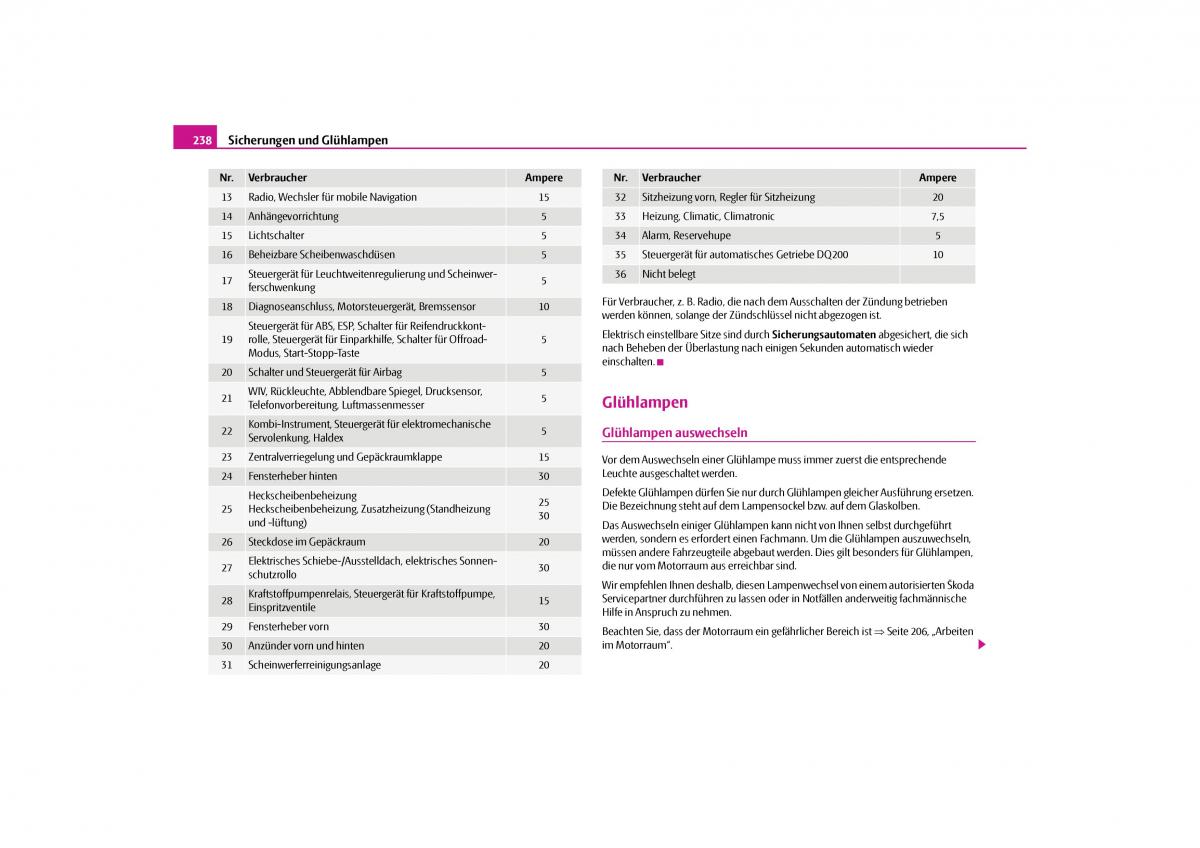 Skoda Yeti Handbuch / page 239