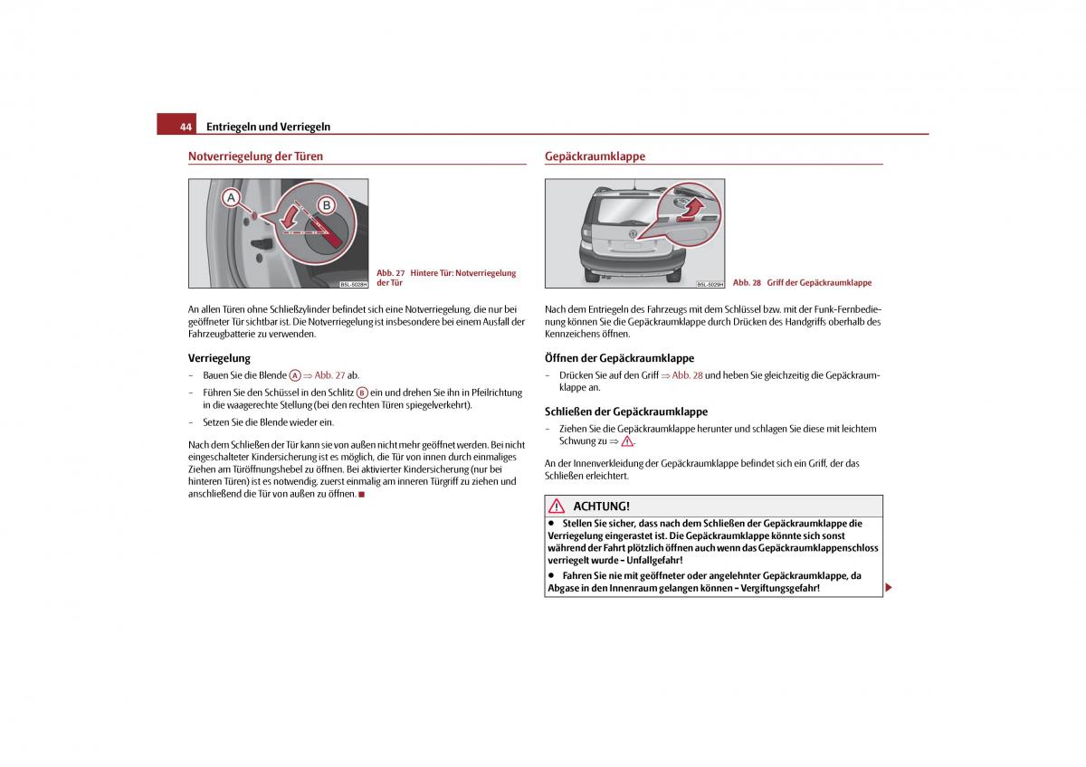 Skoda Yeti Handbuch / page 45