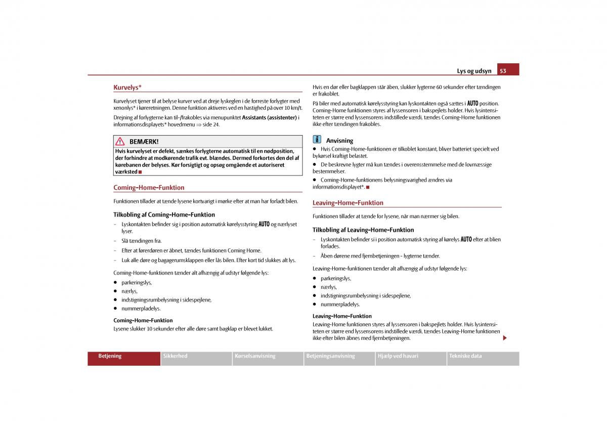 Skoda Yeti Bilens instruktionsbog / page 55