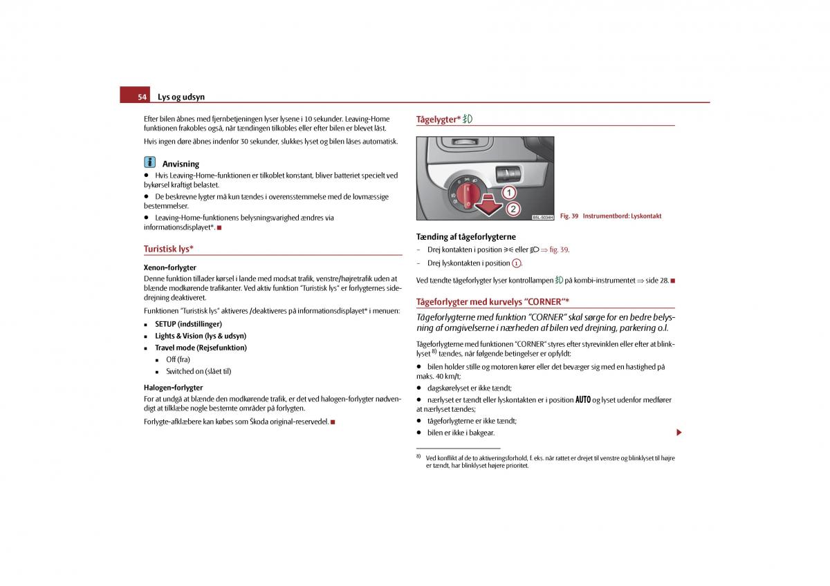 Skoda Yeti Bilens instruktionsbog / page 56