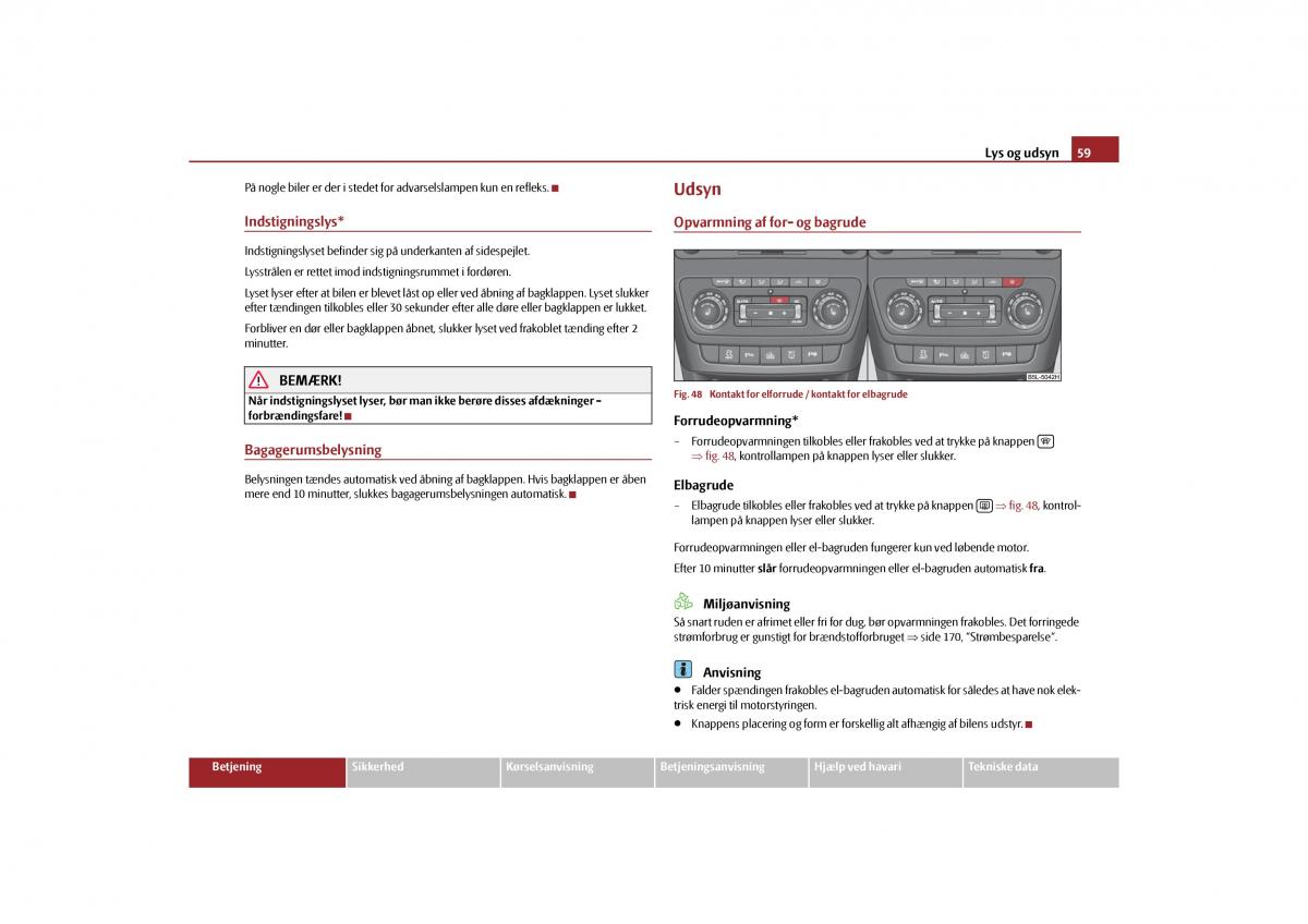 Skoda Yeti Bilens instruktionsbog / page 61