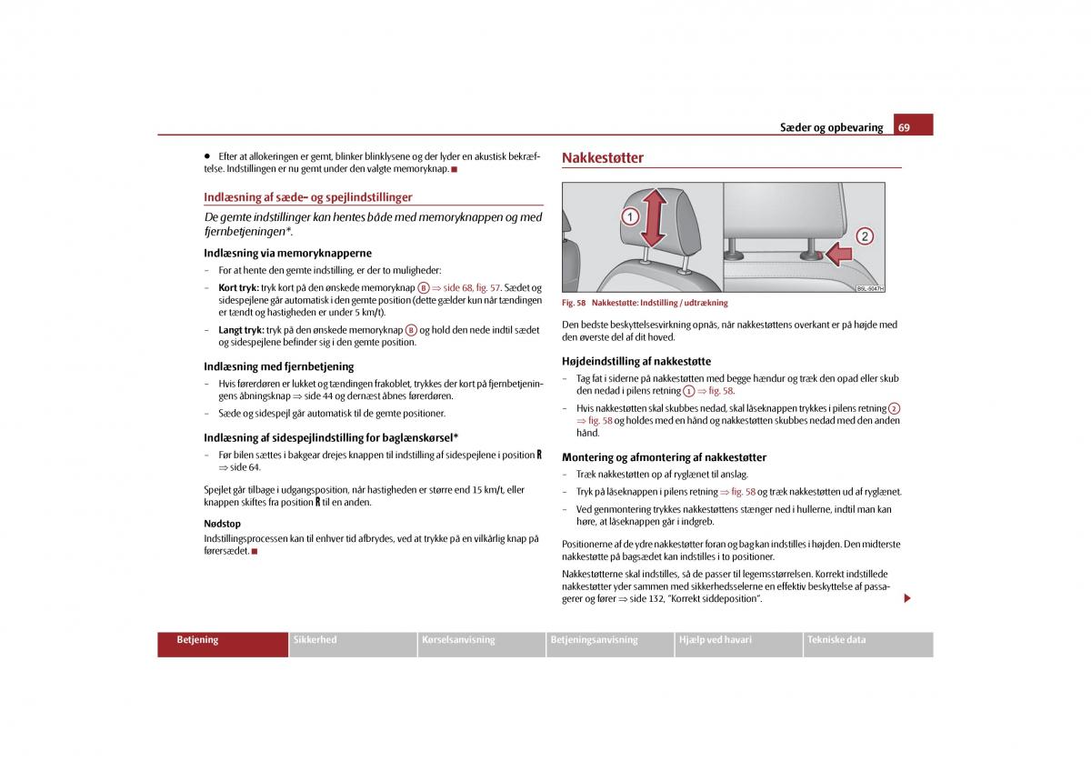 Skoda Yeti Bilens instruktionsbog / page 71