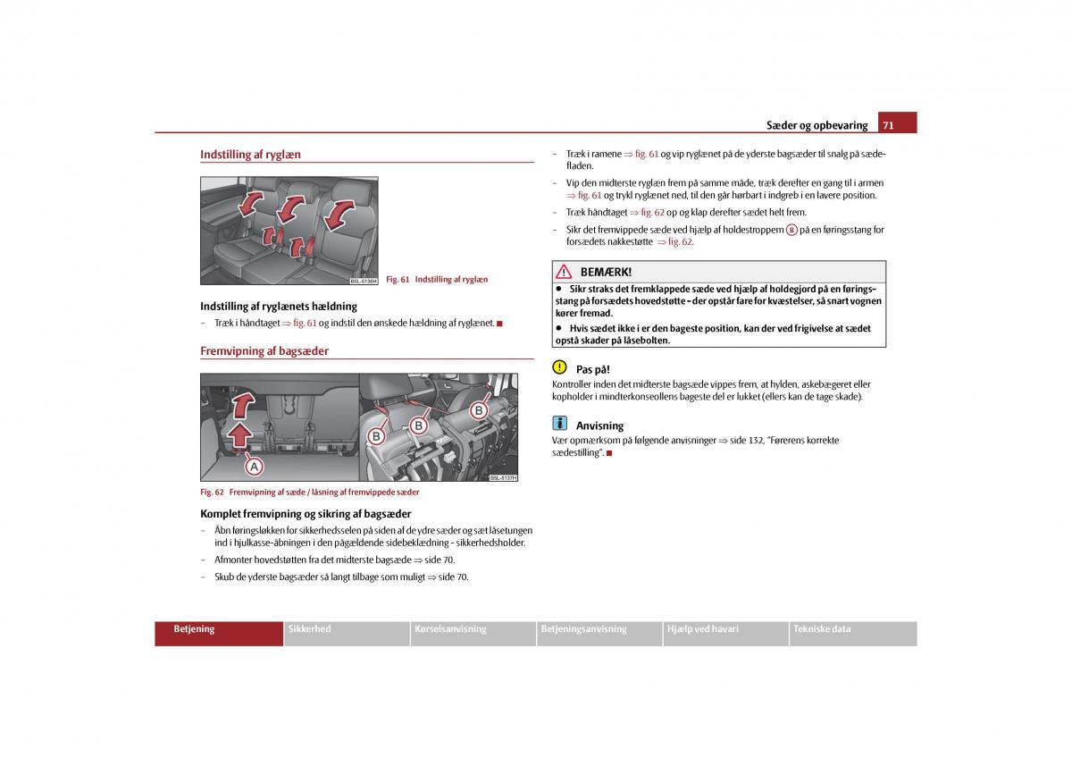 Skoda Yeti Bilens instruktionsbog / page 73