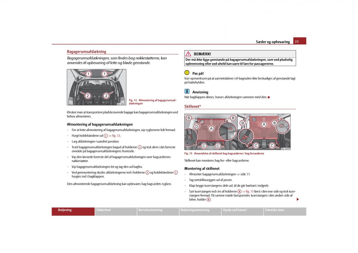 Skoda Yeti Bilens instruktionsbog / page 79