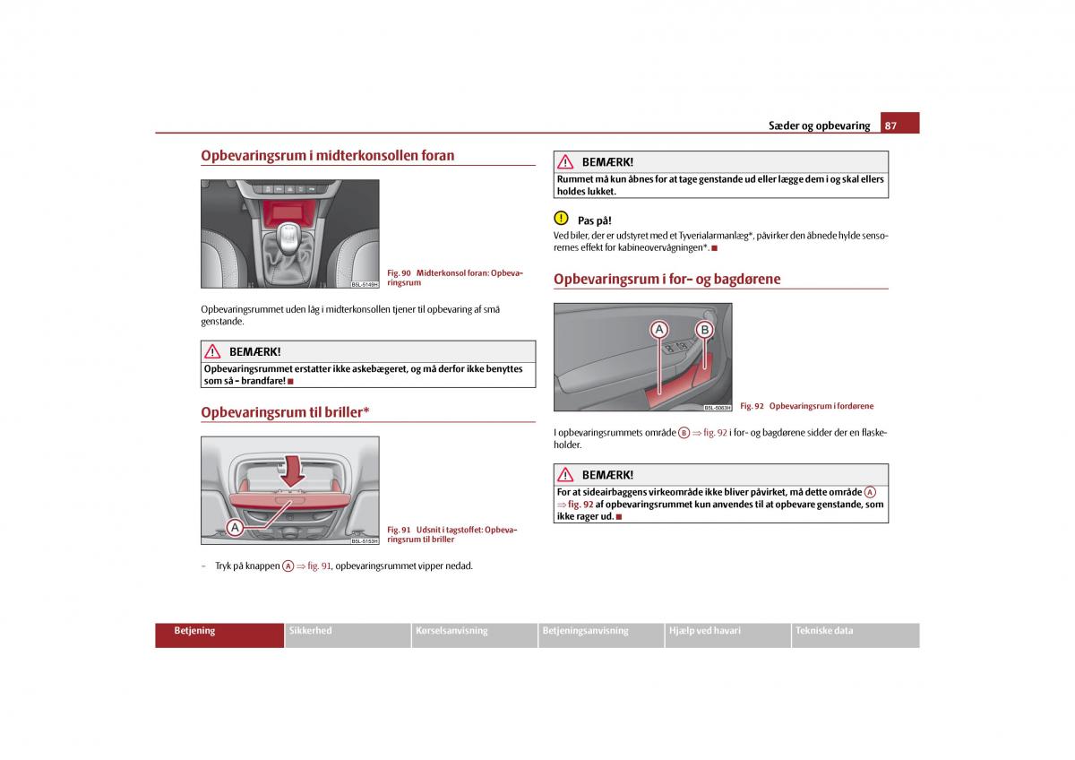 Skoda Yeti Bilens instruktionsbog / page 89