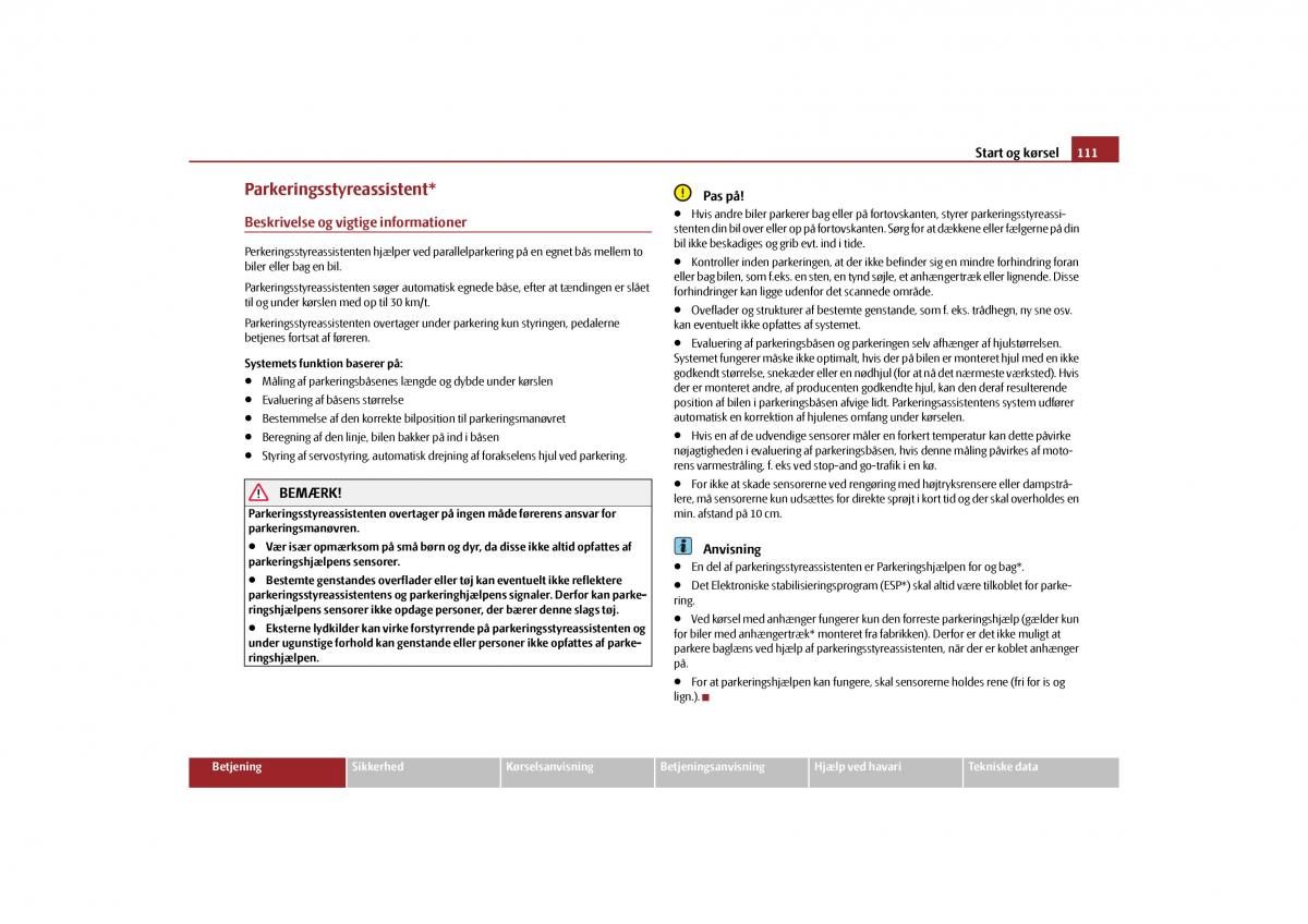 Skoda Yeti Bilens instruktionsbog / page 113