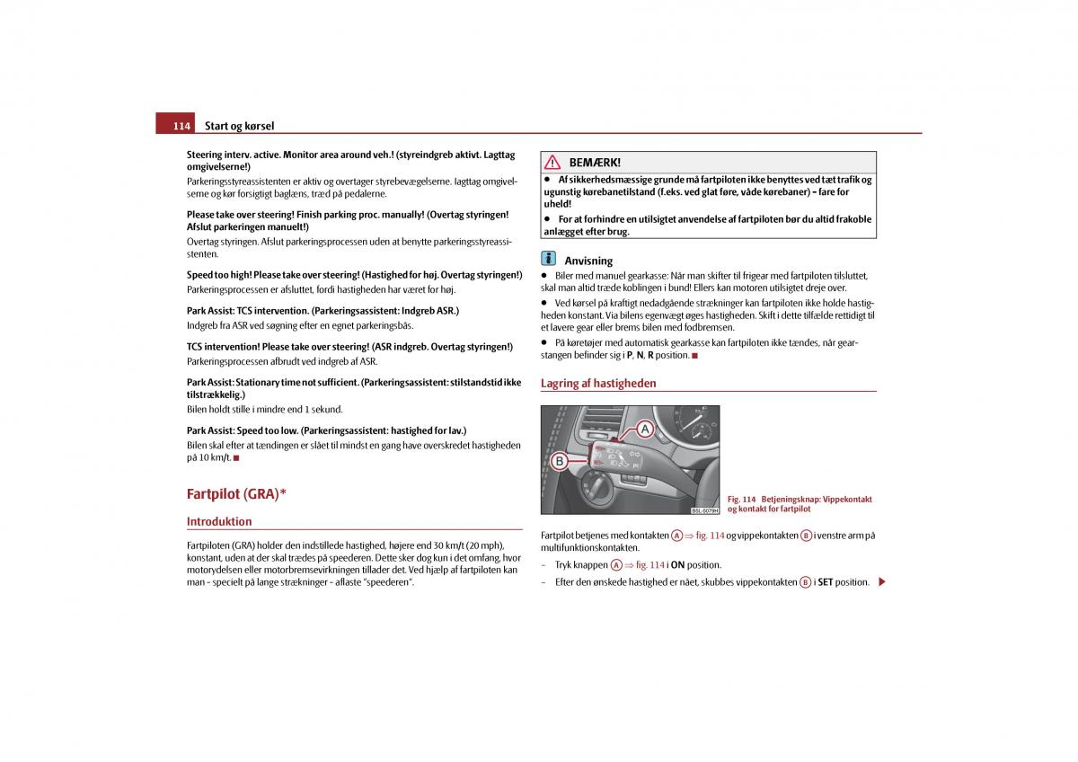 Skoda Yeti Bilens instruktionsbog / page 116