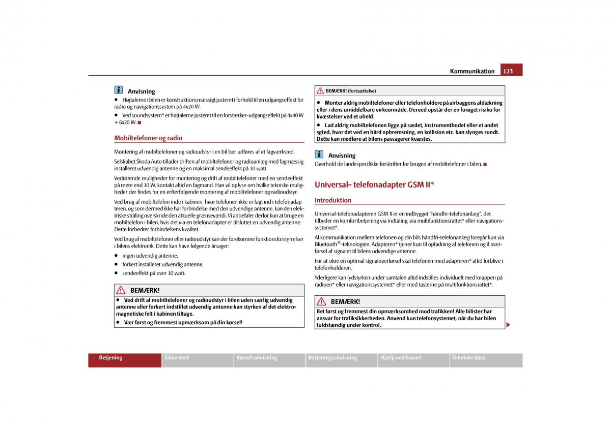 Skoda Yeti Bilens instruktionsbog / page 125