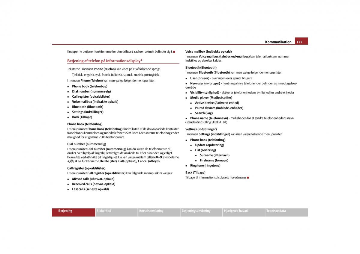 Skoda Yeti Bilens instruktionsbog / page 129