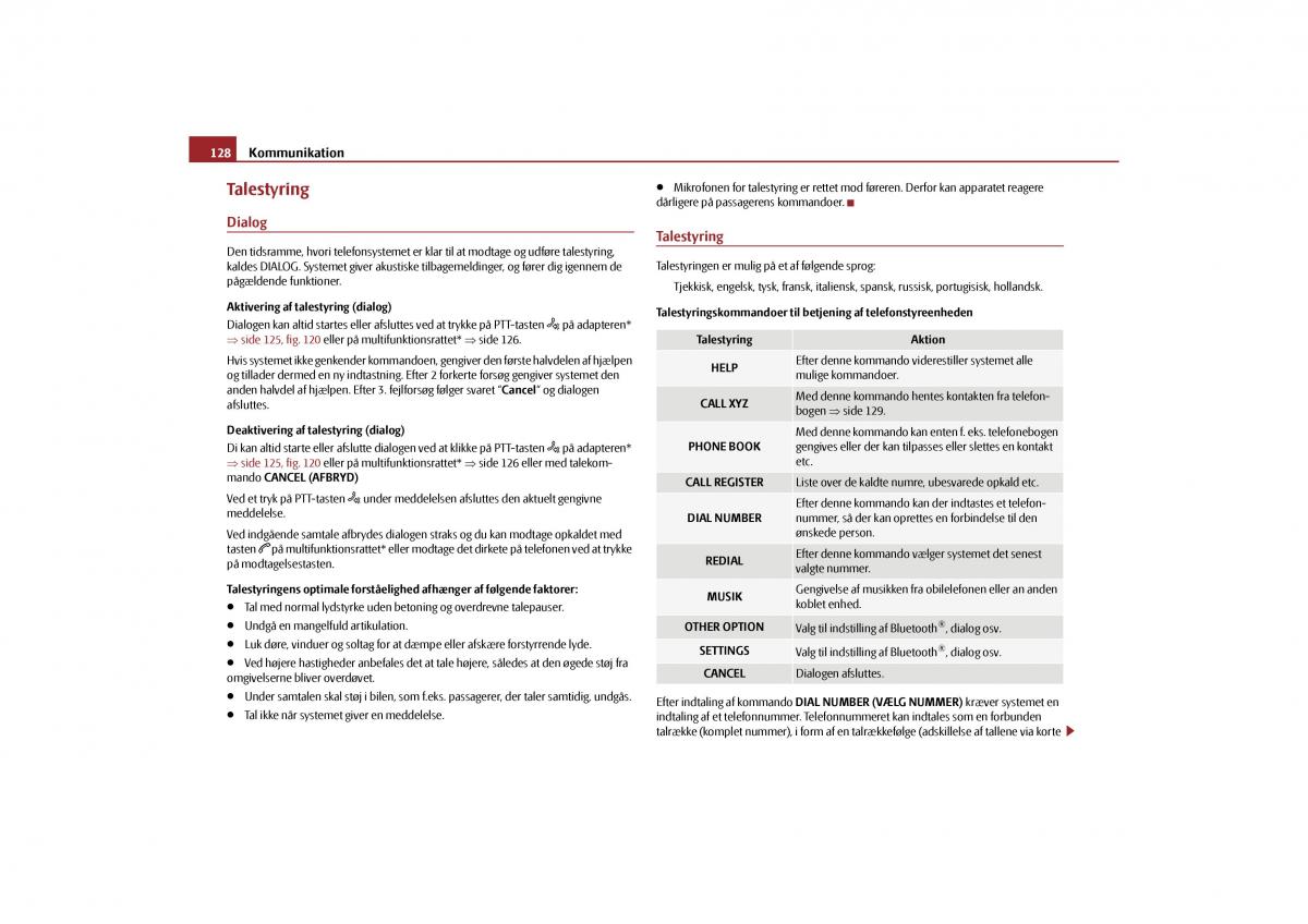 Skoda Yeti Bilens instruktionsbog / page 130