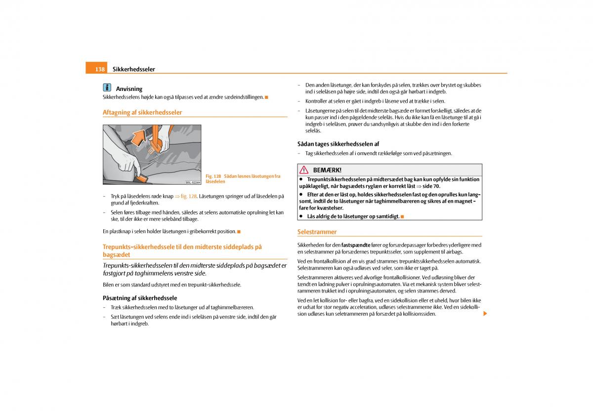 Skoda Yeti Bilens instruktionsbog / page 140