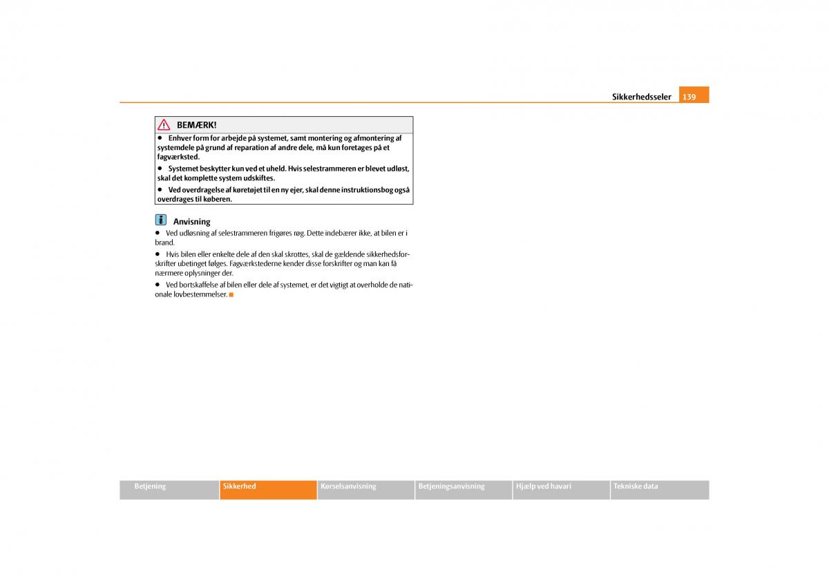 Skoda Yeti Bilens instruktionsbog / page 141