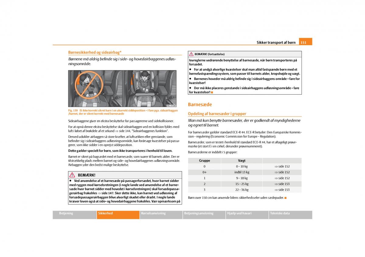 Skoda Yeti Bilens instruktionsbog / page 153