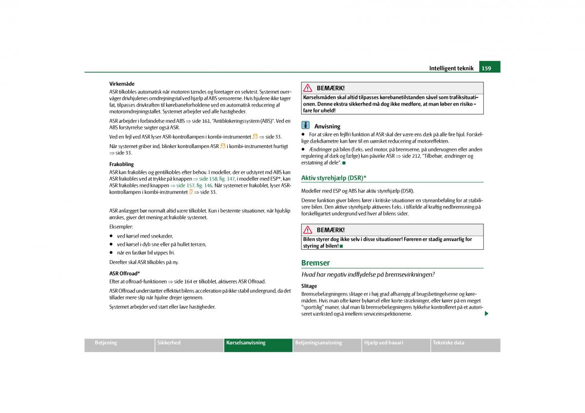 Skoda Yeti Bilens instruktionsbog / page 161