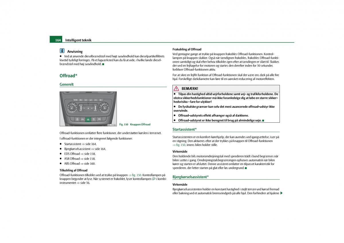 Skoda Yeti Bilens instruktionsbog / page 166