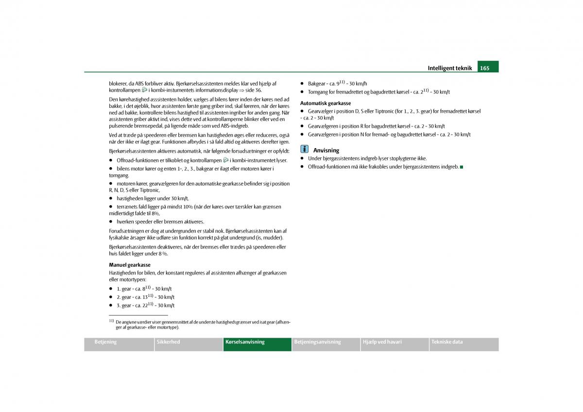 Skoda Yeti Bilens instruktionsbog / page 167