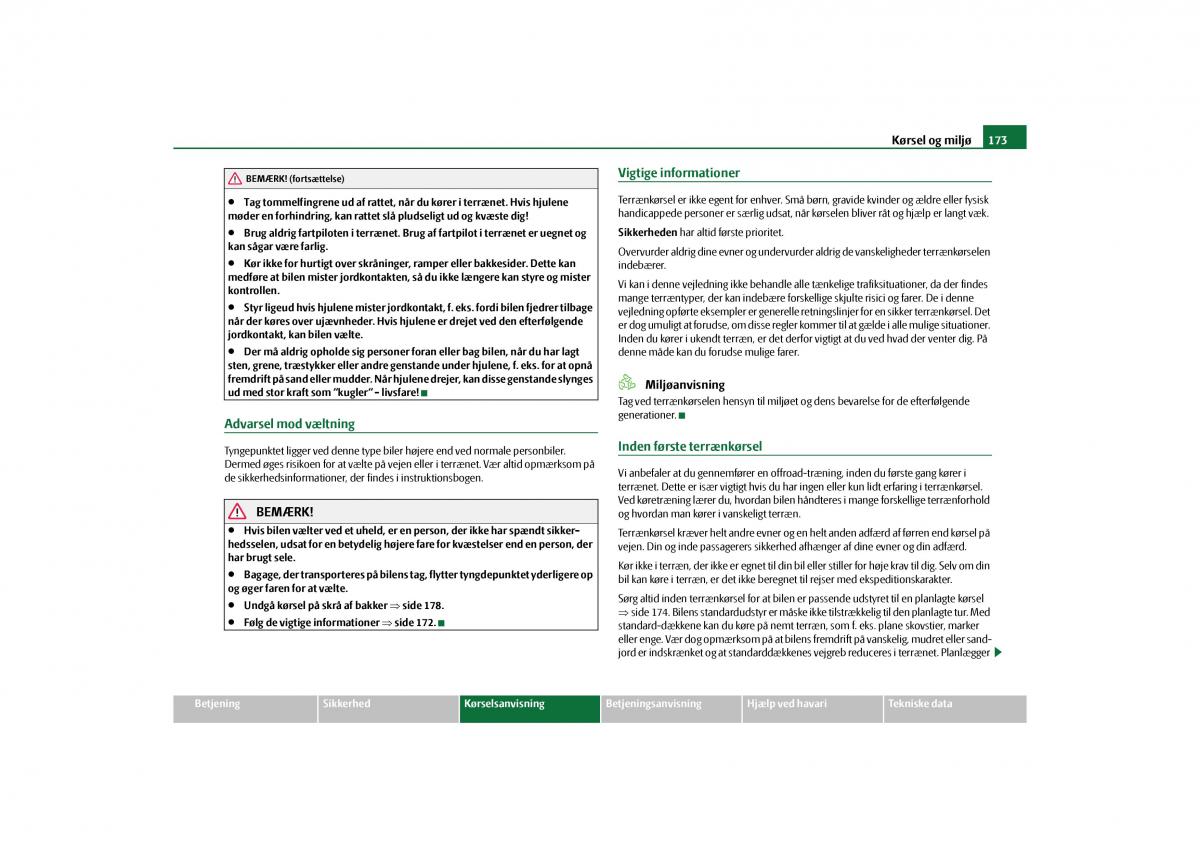 Skoda Yeti Bilens instruktionsbog / page 175